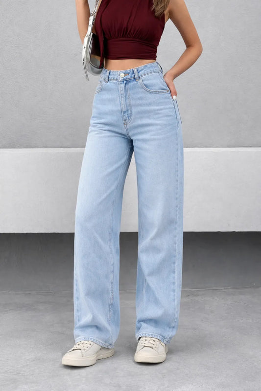Faded Blue Tailored Straight Leg Jeans