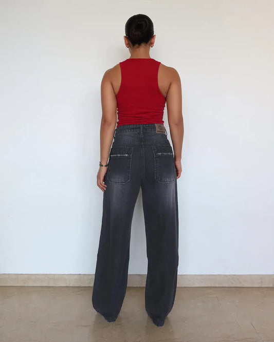 Black Casual Loose-Fit Jeans