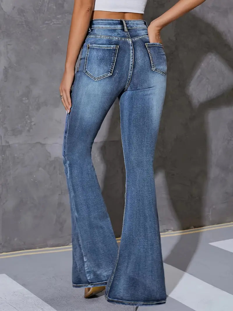 Blue Sturdy Wash Flare Bootleg Jeans
