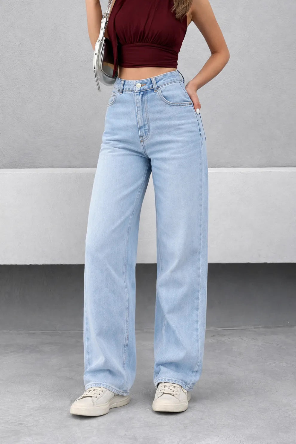 Faded Blue Tailored Straight Leg Jeans