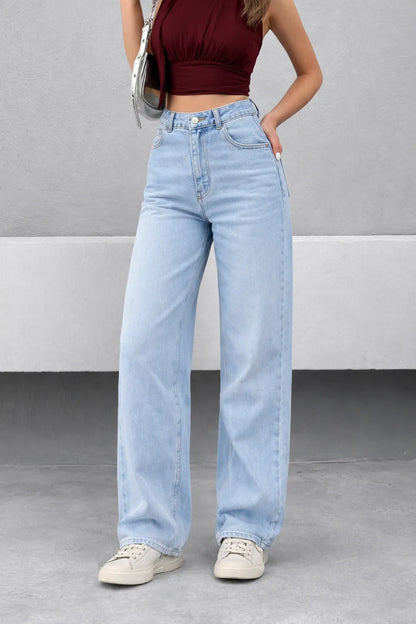 Faded Blue Tailored Straight Leg Jeans