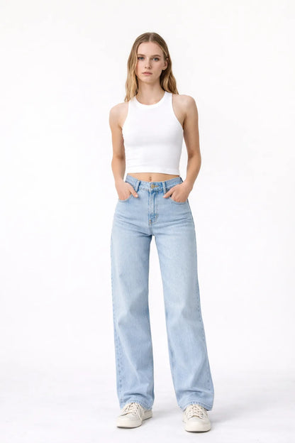 Faded Blue Tailored Straight Leg Jeans