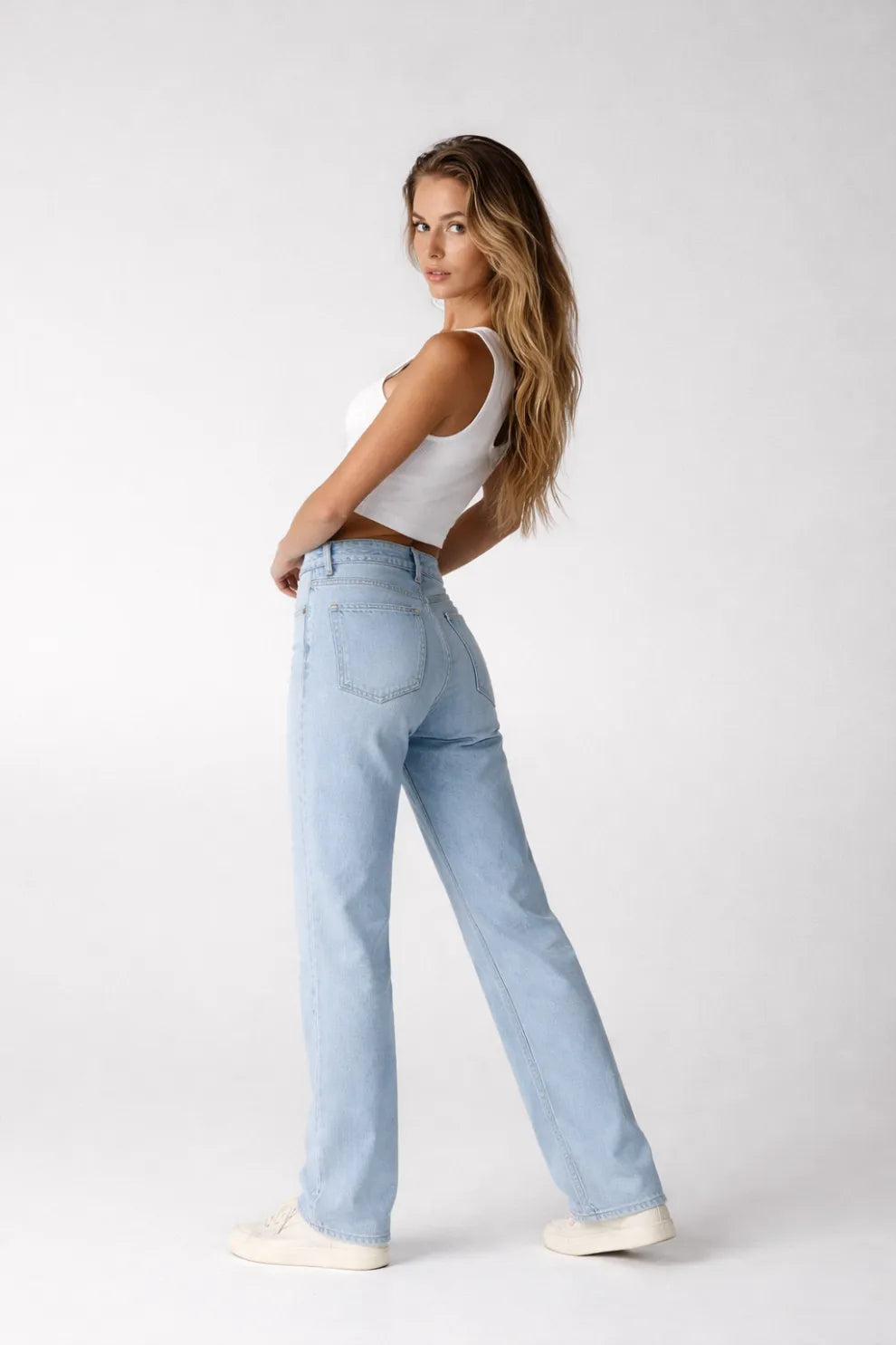 Faded Blue Tailored Straight Leg Jeans