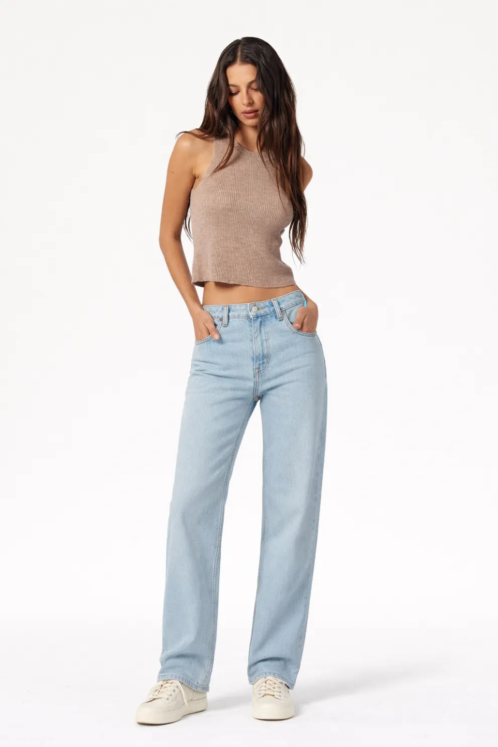 Faded Blue Tailored Straight Leg Jeans