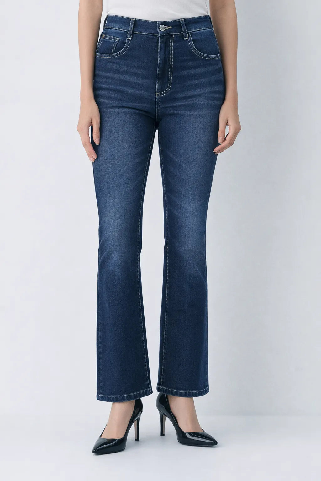 Deep Blue Full-Length Bootcut Jeans
