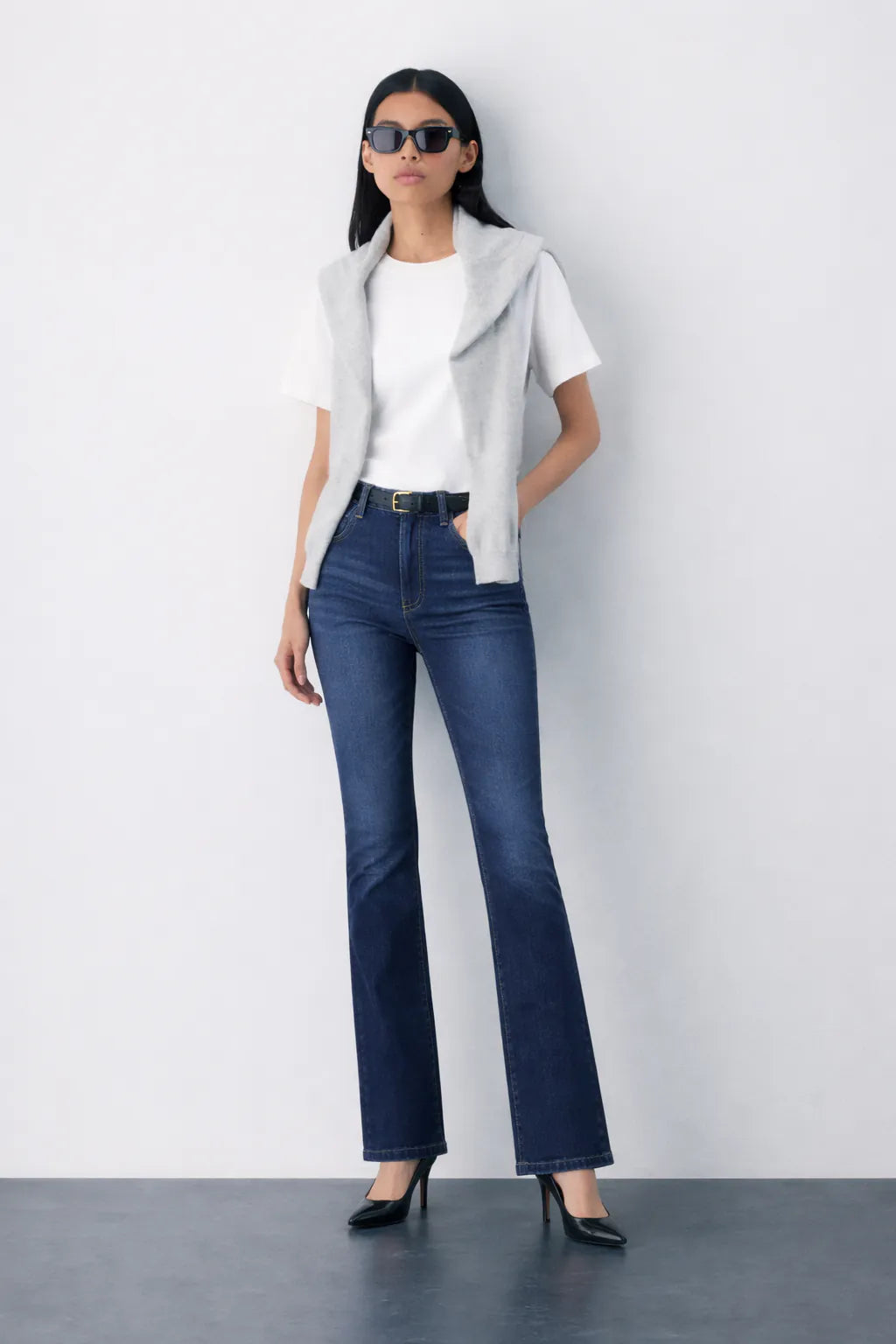 Deep Blue Full-Length Bootcut Jeans