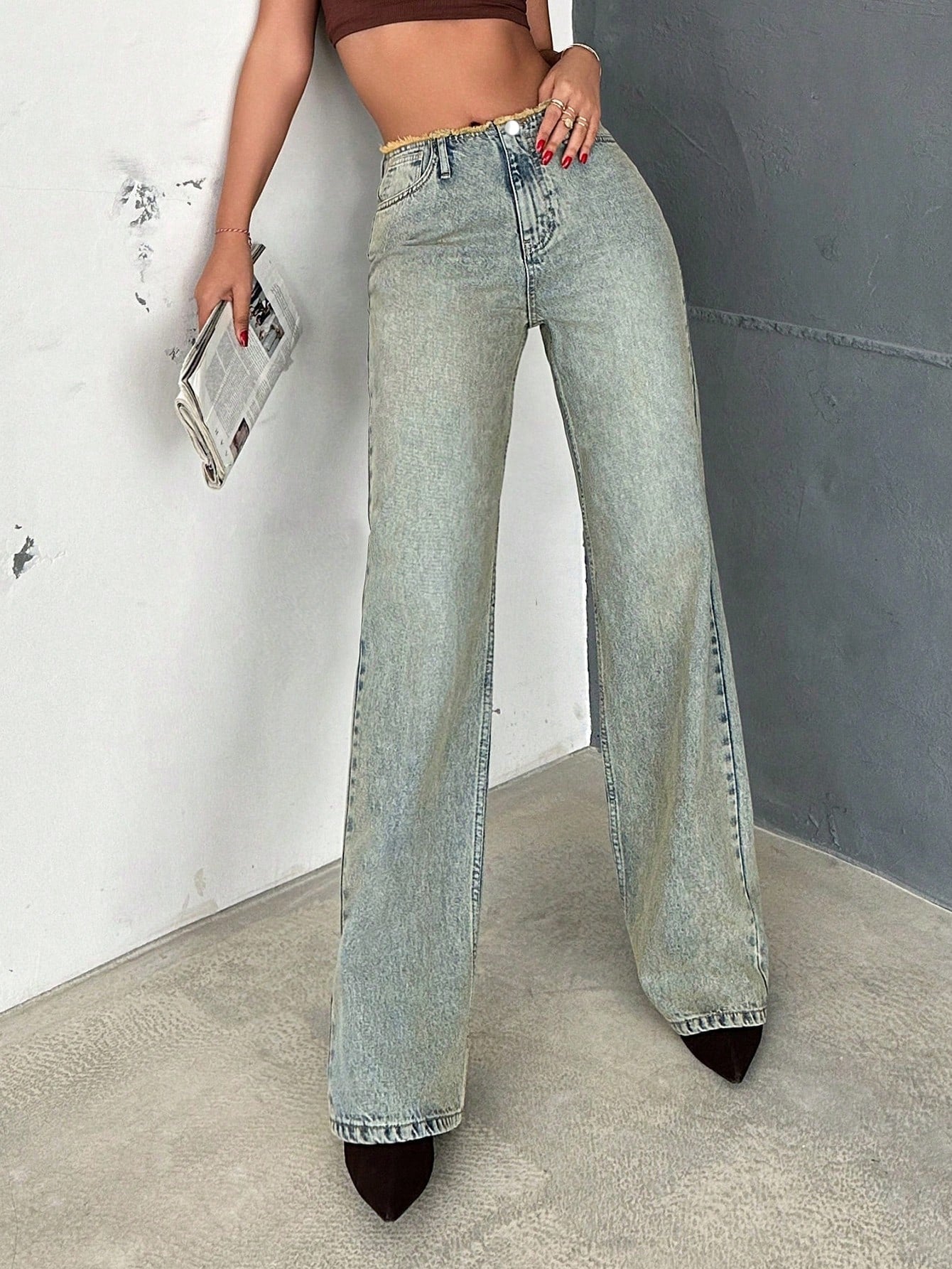 Gen X Raw Mid Rise Straight Fit Jeans