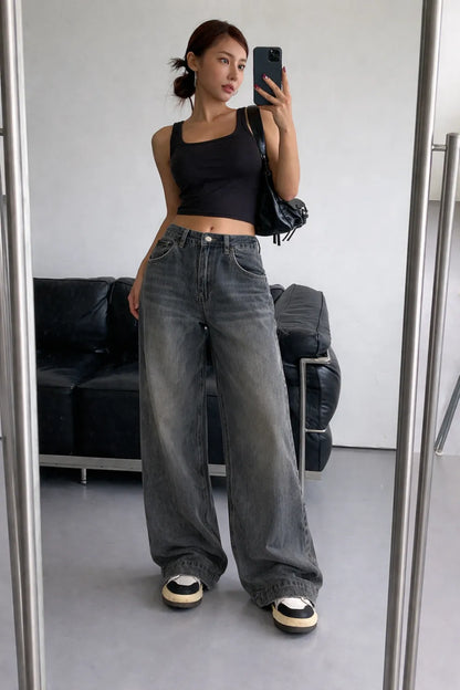 Throwback Grey Baggy Jeans