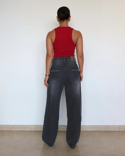 Black Casual Loose-Fit Jeans