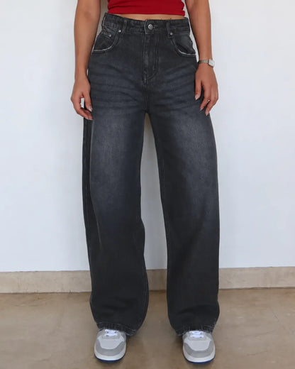 Black Casual Loose-Fit Jeans