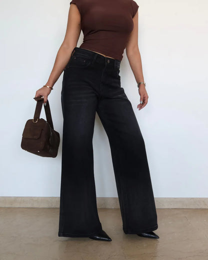 Midnight Bloom Wide Leg Jeans