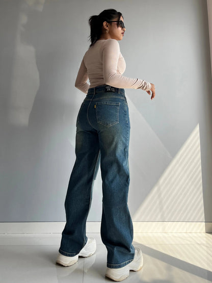 90's Blue Ripped Baggy fit Jeans - trueweaver.in