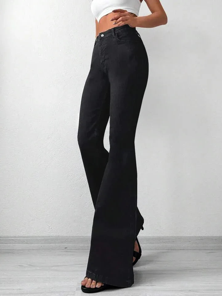Black Bootcut Flare High Waist Jeans - UrbanClubCo.
