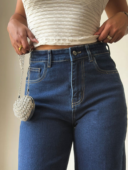 Blueberry Wide Leg High Rise Jeans