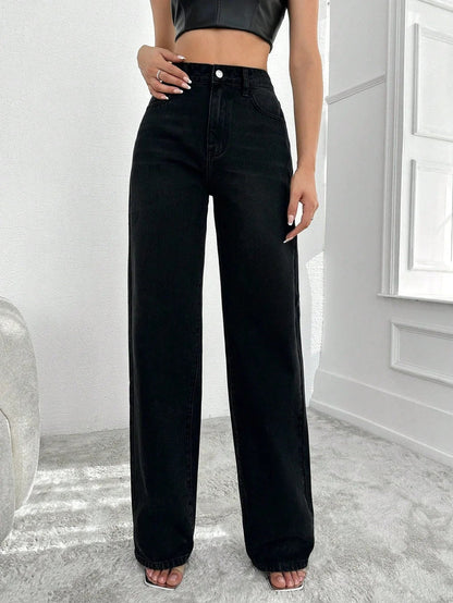 Blackish Super Rise Straight Leg Jeans - UrbanClubCo.