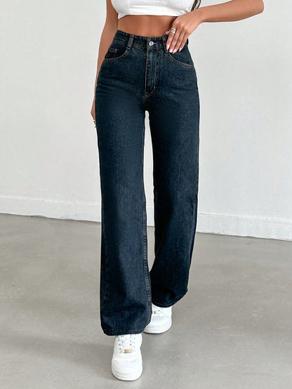 Cosmic Blue Dad Fit Straight Jeans