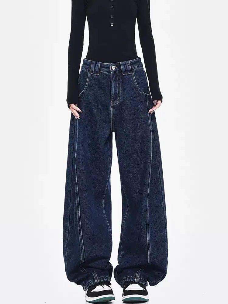 Night River Baggy Fit Jeans with Panel Detailing