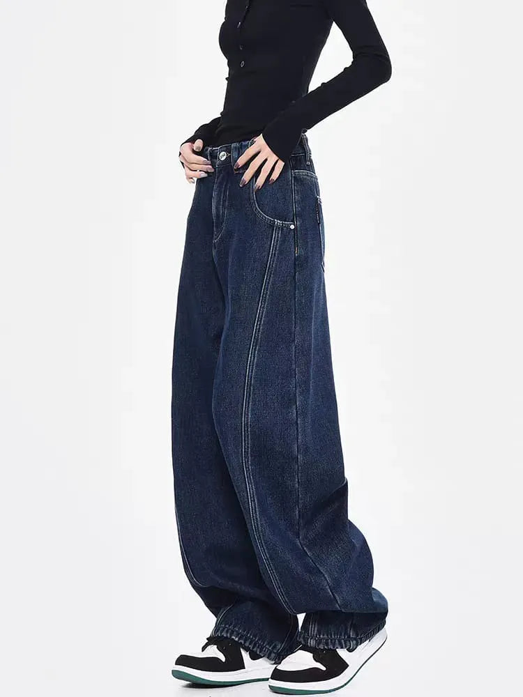 Night River Baggy Fit Jeans with Panel Detailing