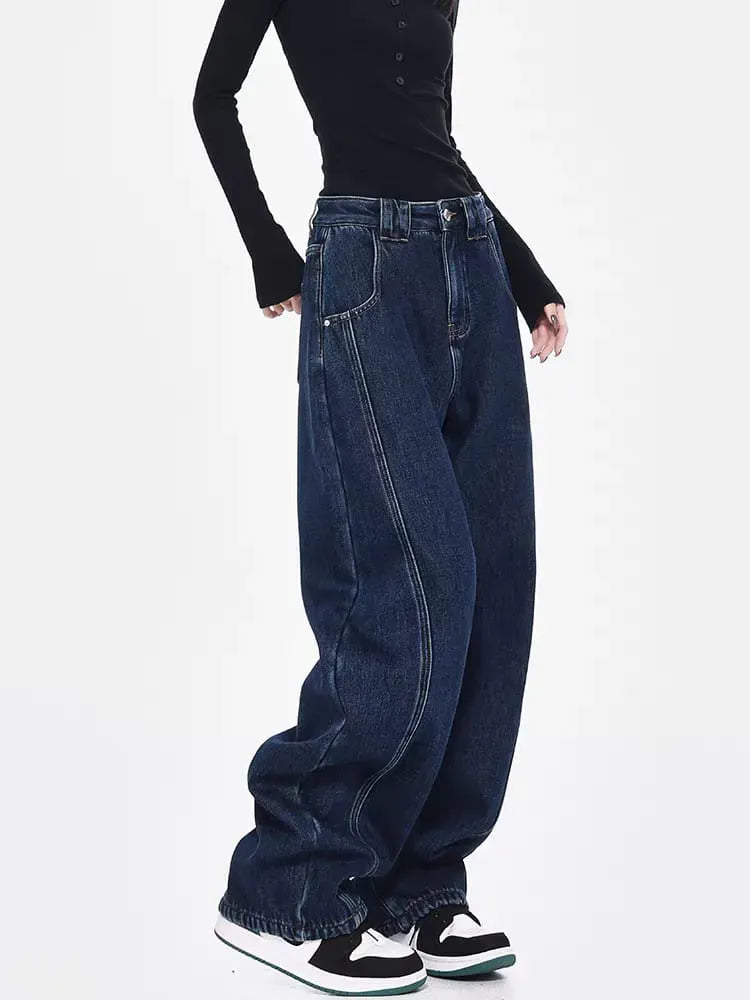 Night River Baggy Fit Jeans with Panel Detailing